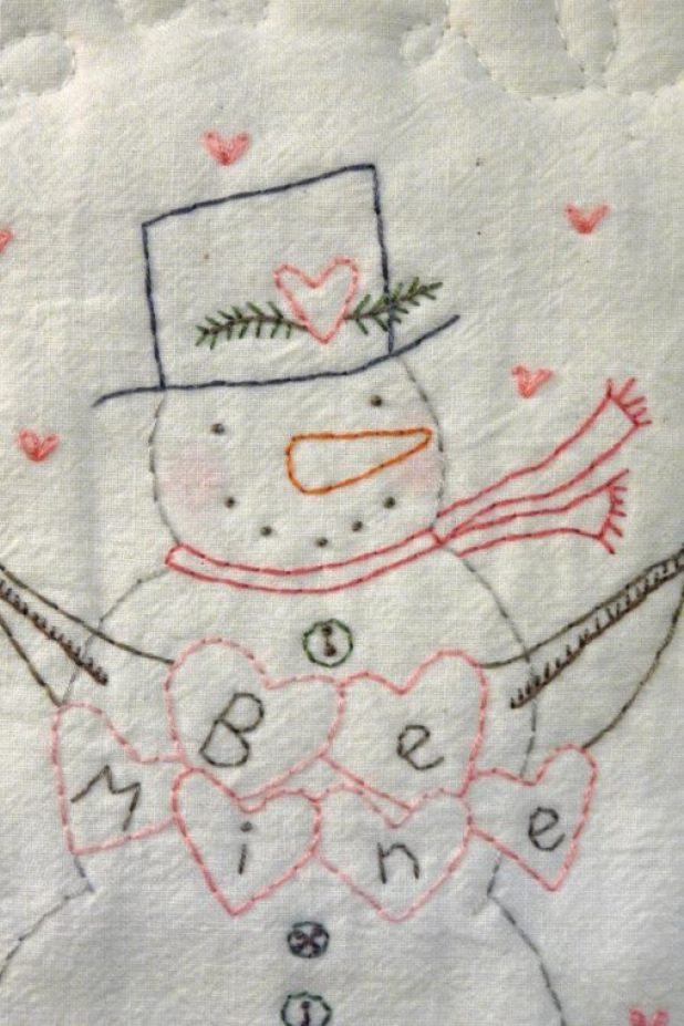 Be Mine valentine snowman embroidery pattern Be Mine valentine snowman embroidery pattern