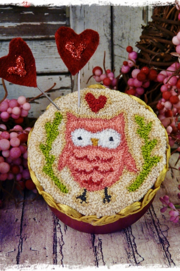 Owl you need is love Punch needle Pattern #368 valentine owl punch needle pattern