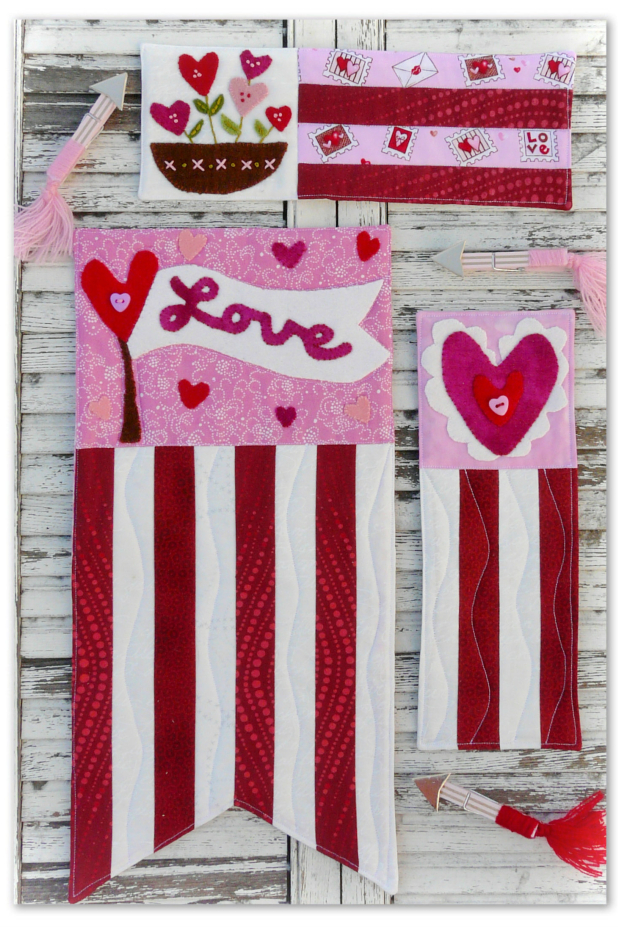 A vintage Valentine mini Quilts pattern A vintage Valentine heart banner mini Quilts pattern