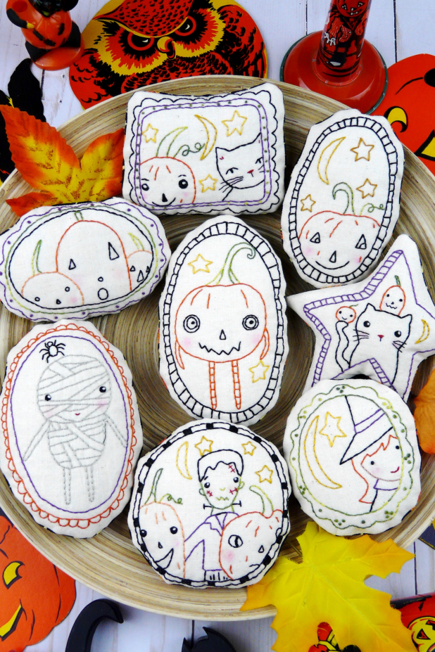 Halloween spirit- 8 embroidery designs, ornaments & bowl fillers pattern Halloween embroidery ornaments pattern