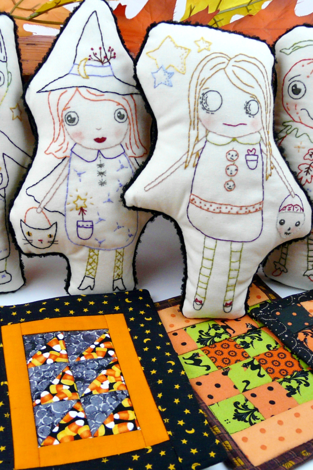 halloween embroidery doll collection with quilts