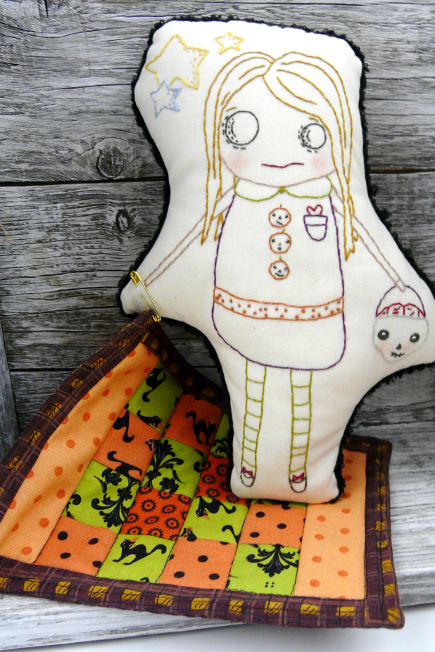 embroidery sewing zombie doll quilt