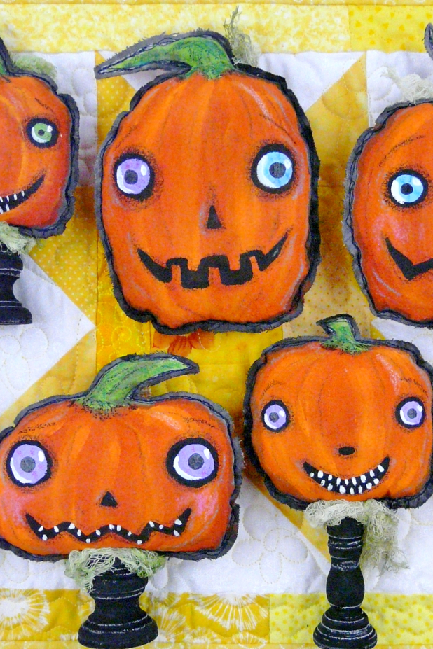 Haunted Pumpkin Patch pattern #396 easy painted pumpkins tutorial pattern