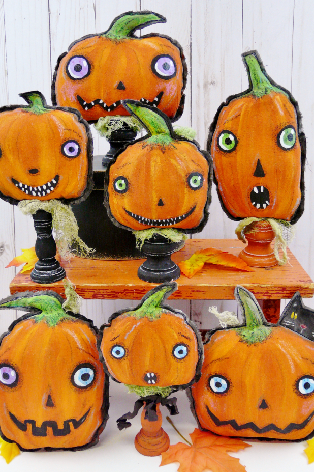 Haunted Pumpkin Patch pattern #396 easy painted pumpkins tutorial pattern