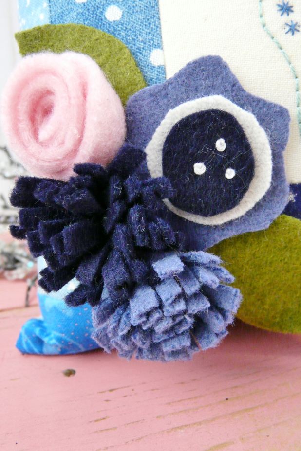 hand embroidery cat felt flowers pattern