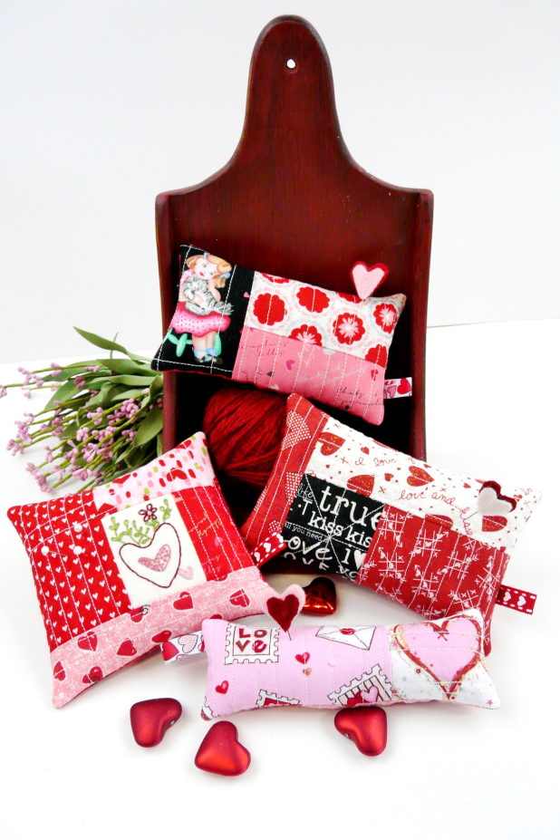valentine hand embroidery pincushion quilted pattern