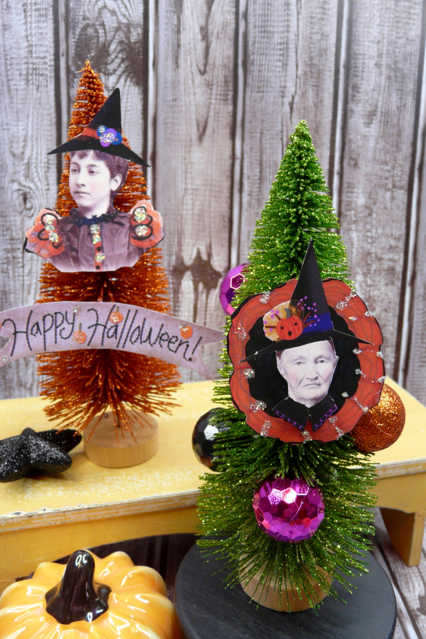 witch party tree decor A Witchy Vintage Halloween collection PDF Collage sheets