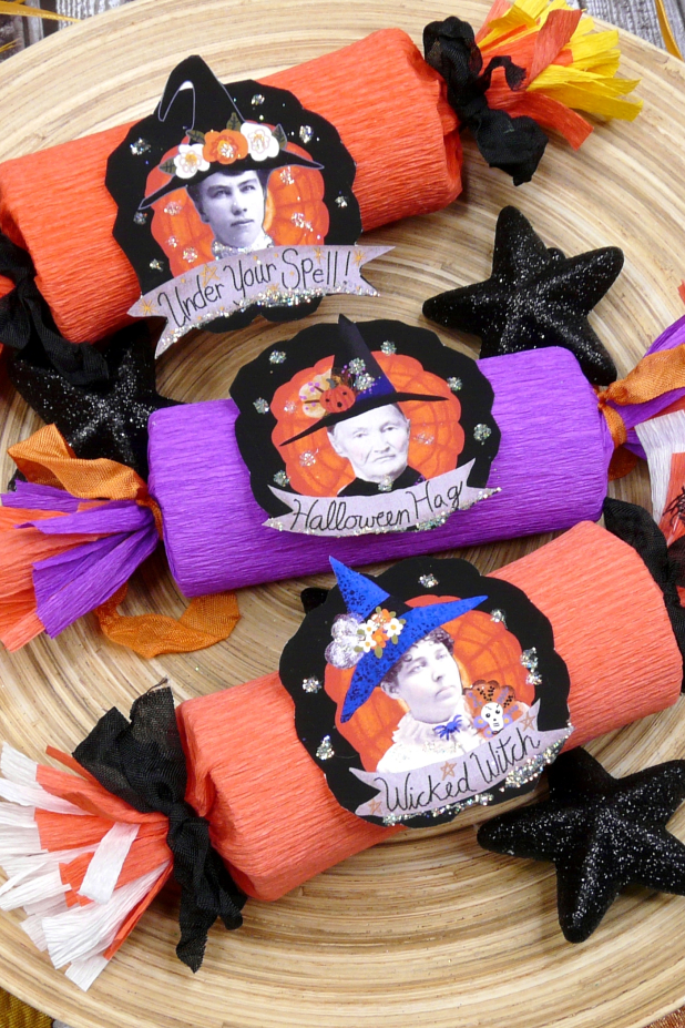 vintage witch party favors decorations A Witchy Vintage Halloween collection PDF Collage sheets
