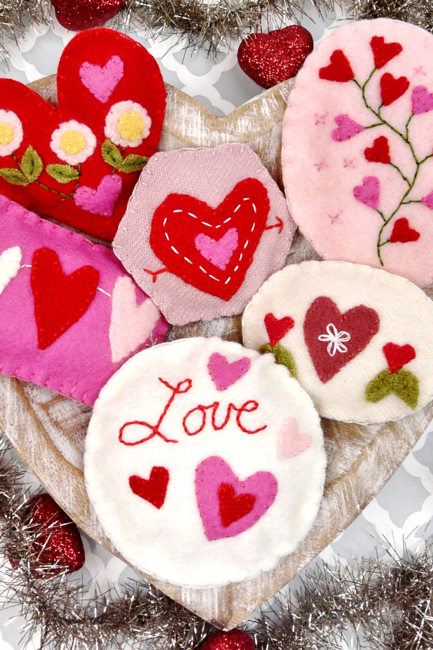 Sweet Valentine wool Ornaments Pattern 429