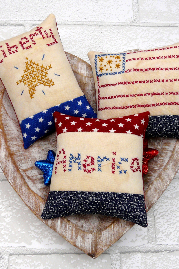 Americana Ornaments embroidery Pattern flag cross stitch Americana Ornaments embroidery Pattern 439- faux cross stitch