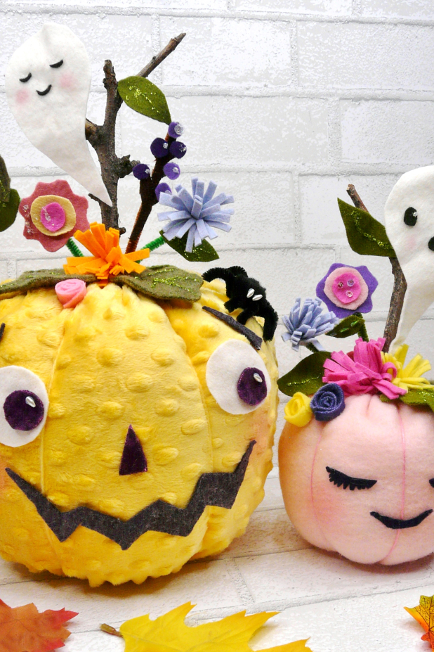 Happy bright halloween pumpkins pattern jack o lanterns retro ghost Pretty felt Pumpkins pattern 441- Halloween Pastels flower cinderella ART includ