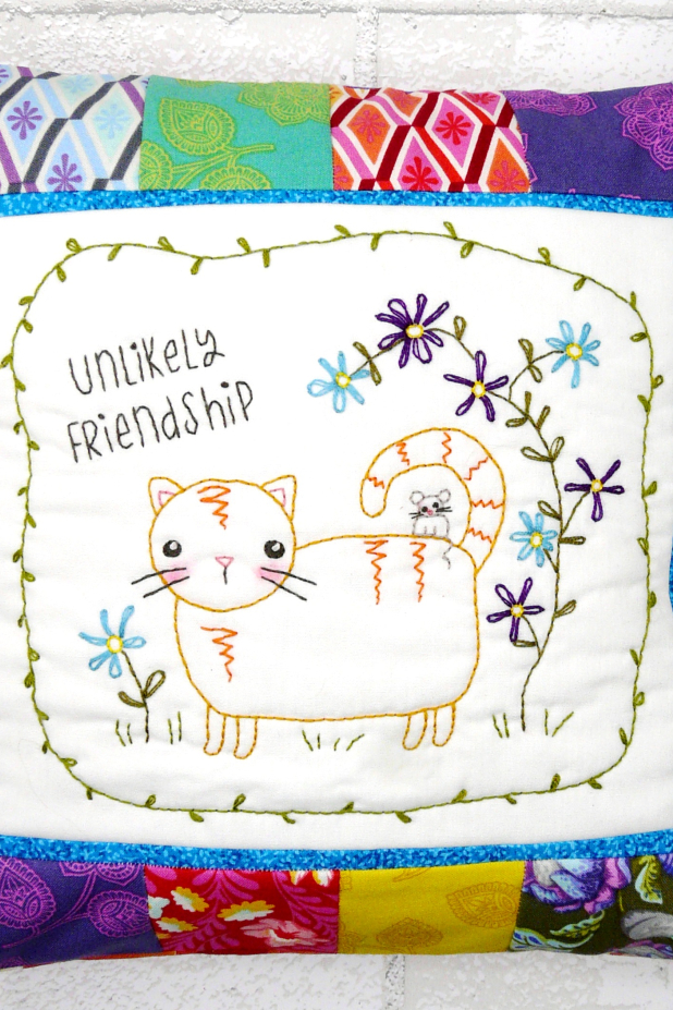 Friends kitty cat & mouse hand embroidery design pattern