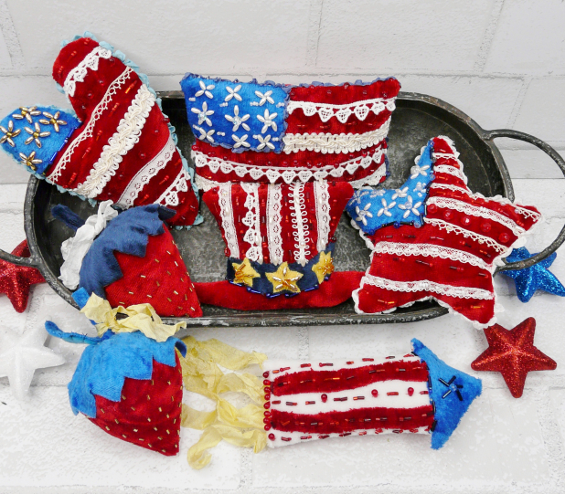 Patriotic American Bowl fillers & ornaments in Velvet Pattern