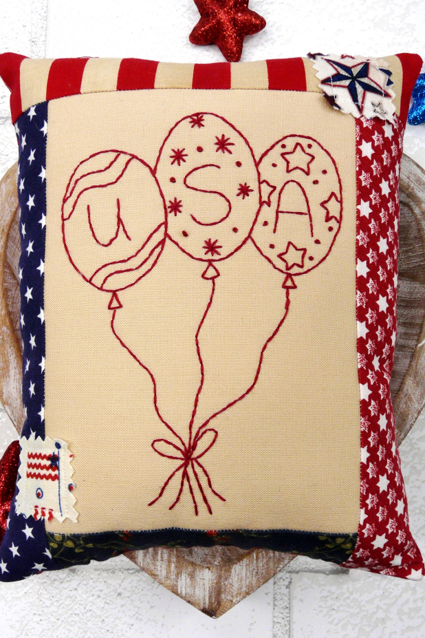 USA American bowl Fillers pattern Patriotic hand embroidery mini pillows bowl fillers ornaments pattern