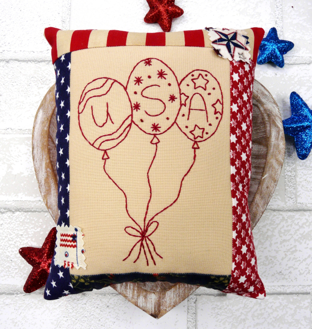 USA American bowl Fillers pattern Patriotic hand embroidery mini pillows bowl fillers ornaments pattern