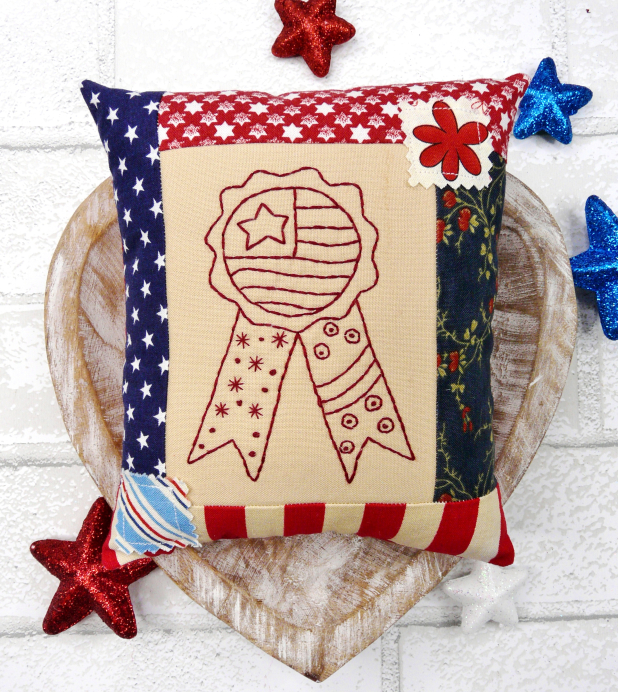 USA American bowl Fillers pattern Patriotic hand embroidery mini pillows bowl fillers ornaments pattern