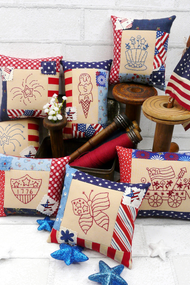 Americana bowl fillers mini pillows ornaments embroidery pattern