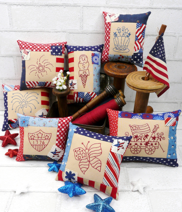 Patriotic American bowl Fillers pattern Americana bowl fillers mini pillows ornaments embroidery pattern