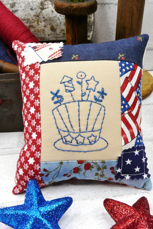 Americana usa embroidery uncle sam hat pillow