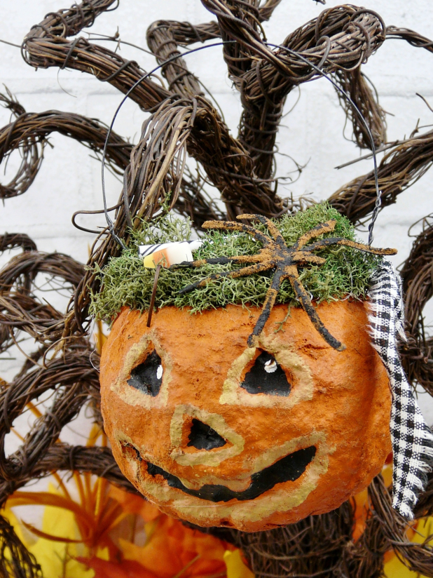 Jack o'lantern cotton spun ornament- vintage like ornie