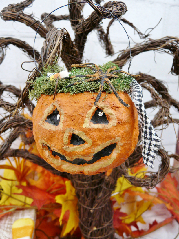 Jack o'lantern cotton spun ornament- vintage like ornie