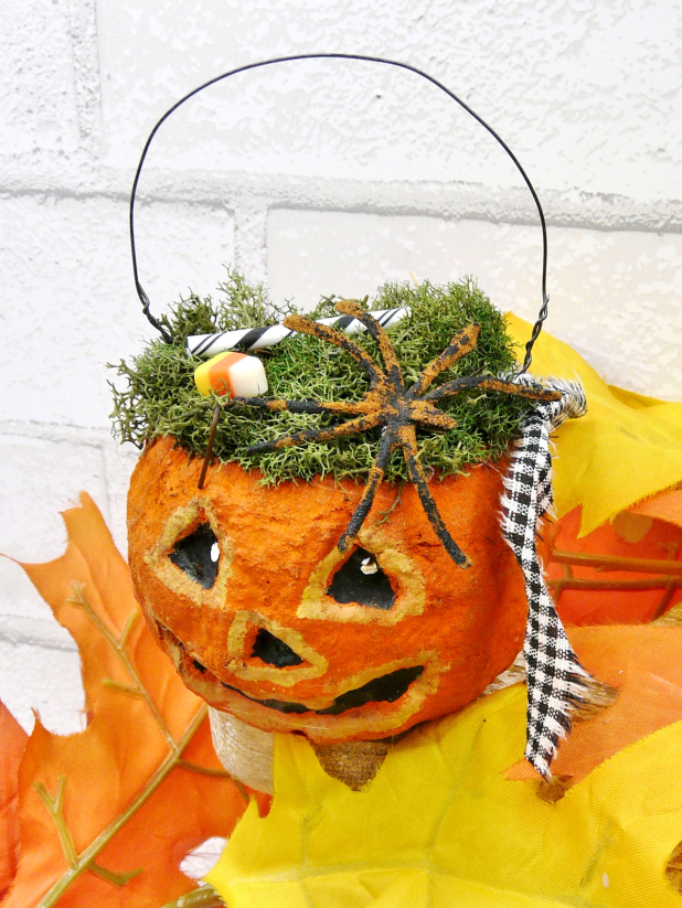 Jack o'lantern cotton spun ornament- vintage like ornie