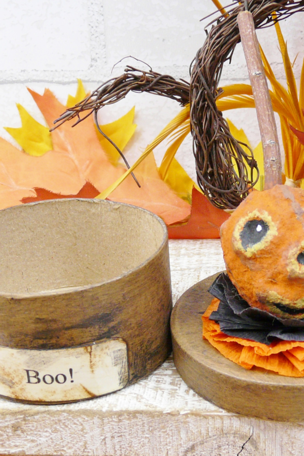 Halloween pumpkin jack o'lantern box cotton spun