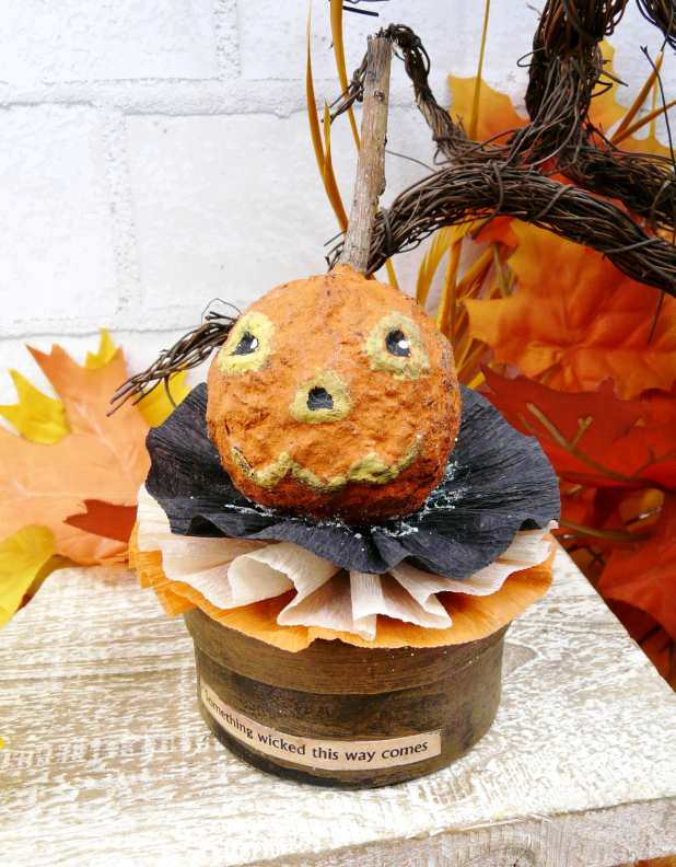 Halloween vintage pumpkin like box - cotton spun crepe paper