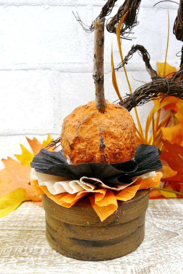 Halloween vintage pumpkin like box - cotton spun crepe paper