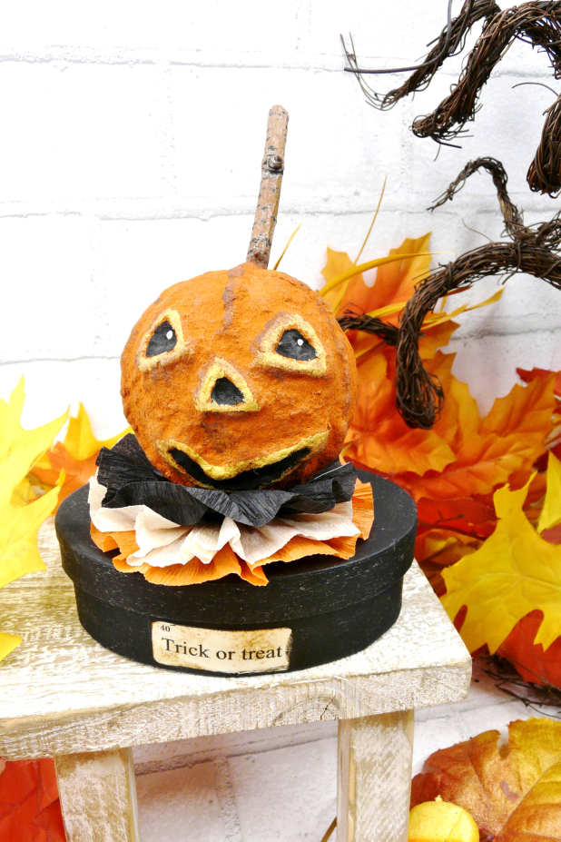 Trick or treat Cotton Spun Spooky Pumpkin - Jack o' lantern vintage like Halloween display box halloween pumpkin treat box cotton spun