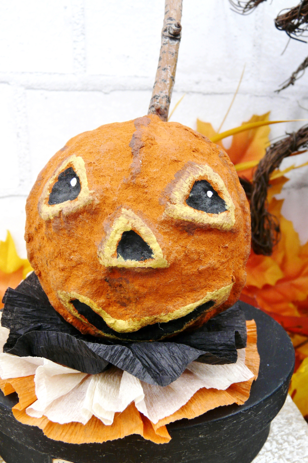 Trick or treat Cotton Spun Spooky Pumpkin - Jack o' lantern vintage like Halloween display box halloween pumpkin treat box cotton spun