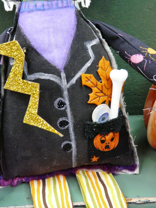 Frankenstein monster artdoll - bolt pin and sign doll