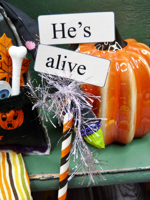 Frankenstein monster artdoll - bolt pin and sign doll