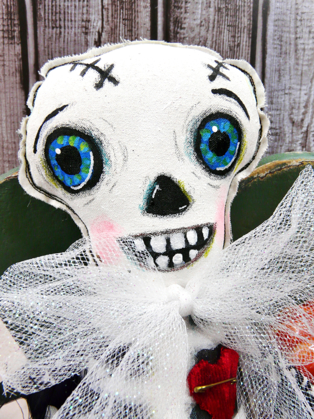 Halloween art doll skeleton - handmade painted