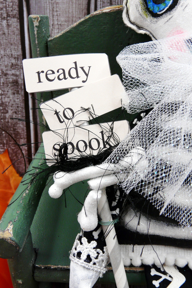 Halloween art doll skeleton - handmade painted