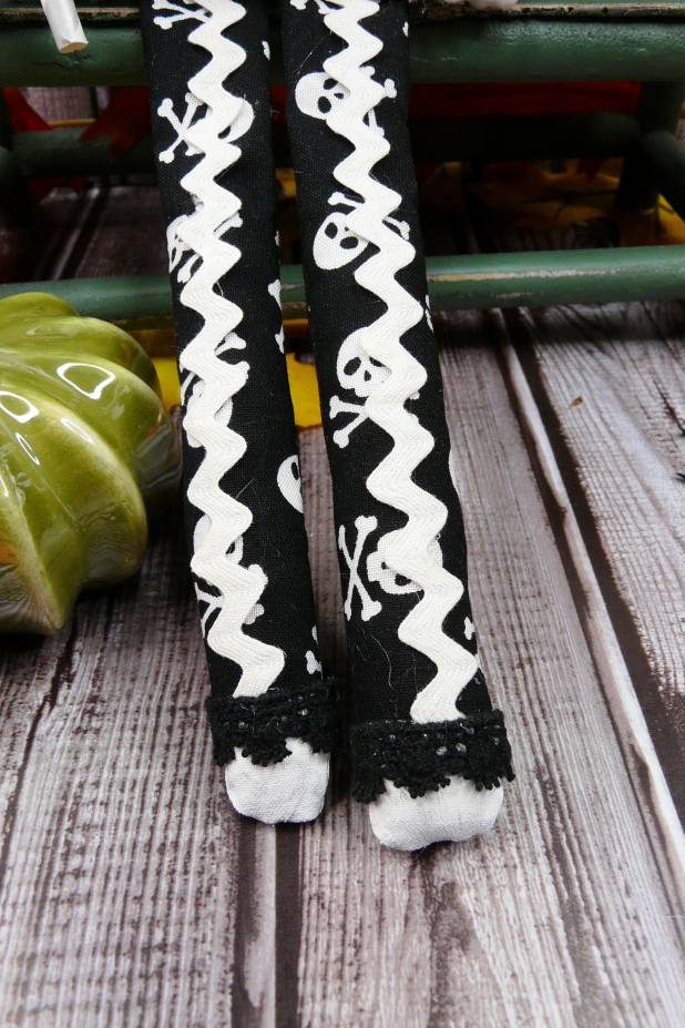 Halloween art doll skeleton - handmade painted