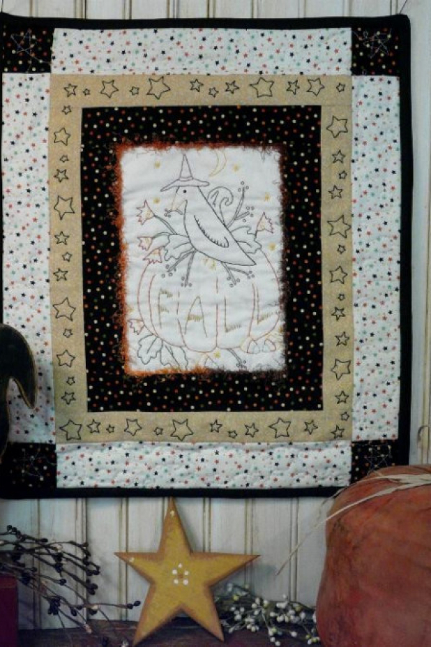 FALL crow wallhanging stitchery Pattern FALL crow wallhanging stitchery Pattern quilt