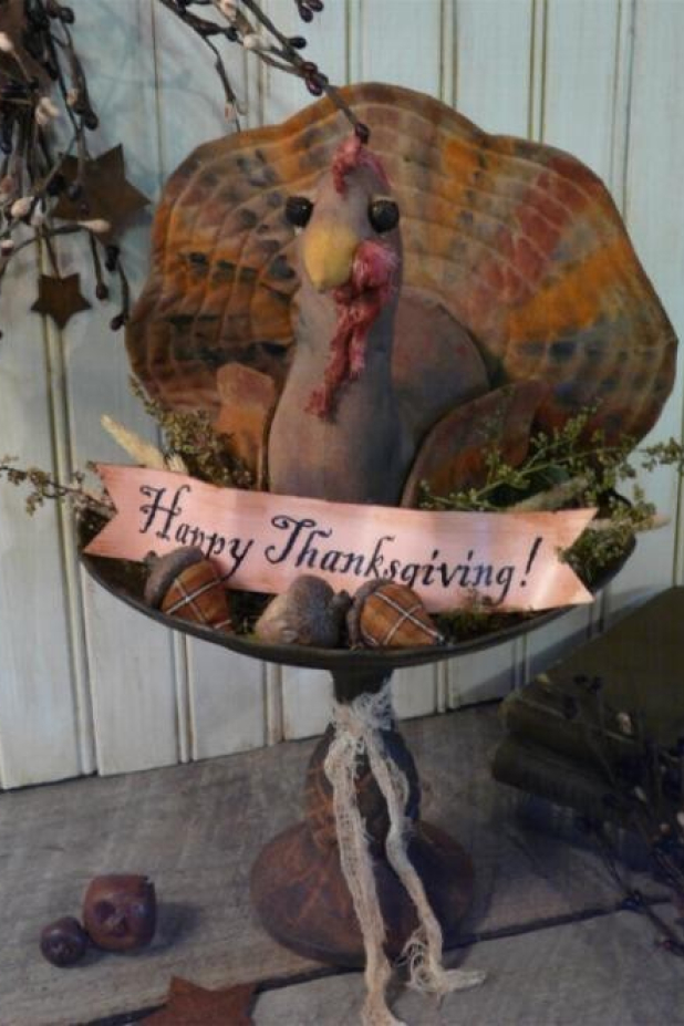 Happy Thanksgiving Turkey doll Pattern banner acorn