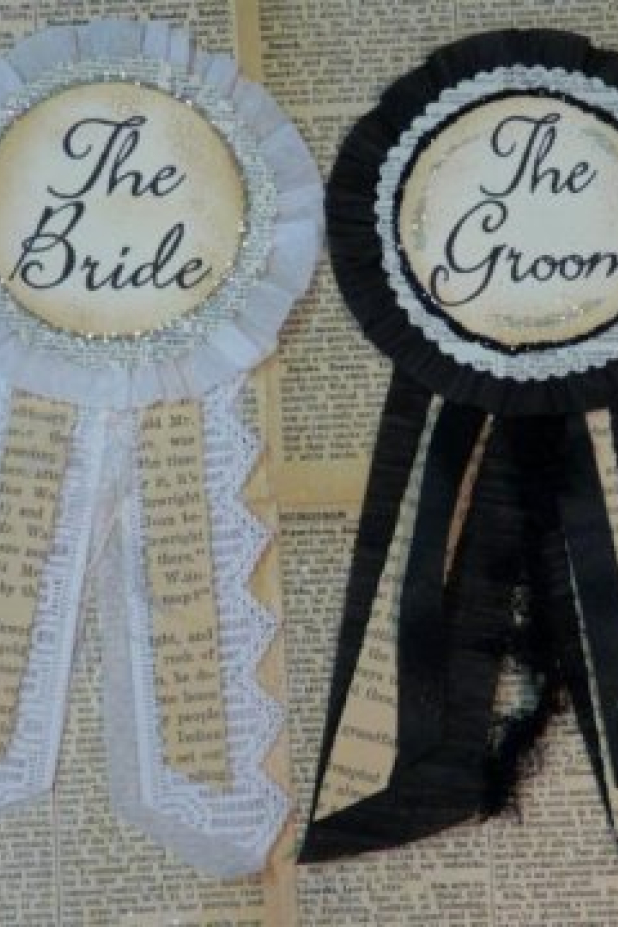 brid groom wedding pin badges & cake poke pattern
