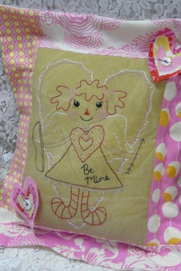 Be mine Cupid raggedy ann Stitchery pattern