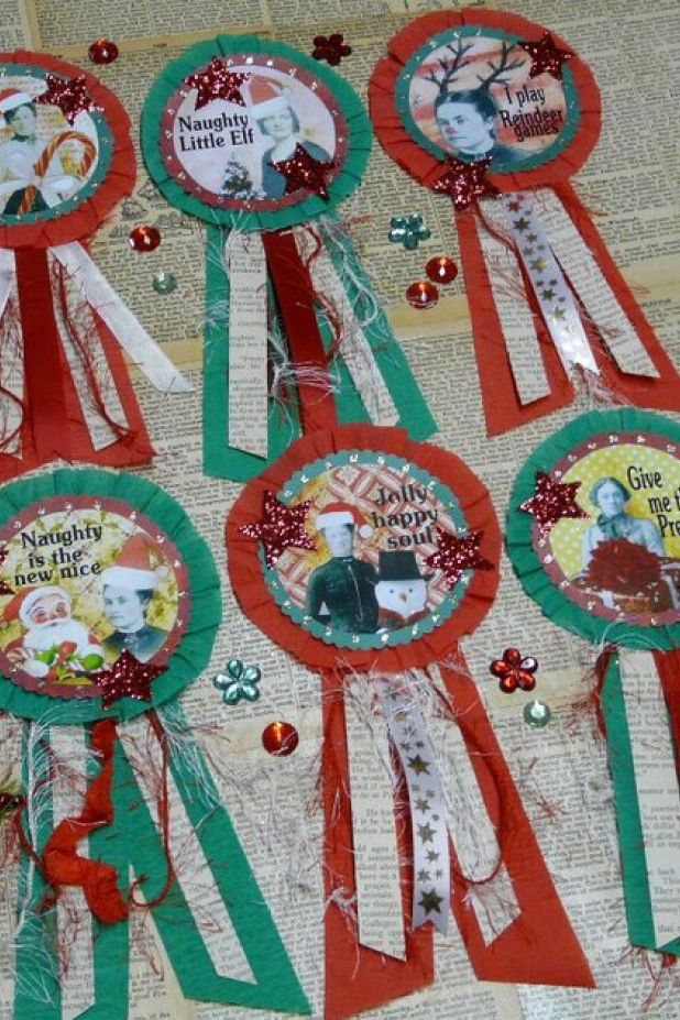 Christmas art Badges pin pattern santa brooch
