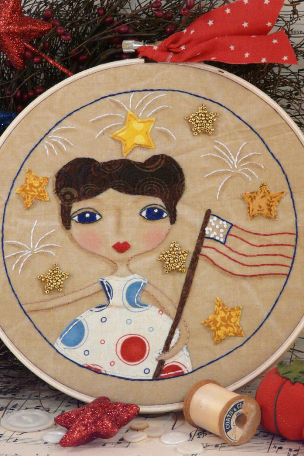 Life, liberty, & Freedom Stitchery hoop art pattern Life, liberty, & Freedom Stitchery hoop art pattern girl flag