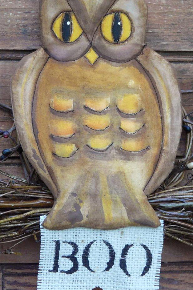 Halloween Boo Owl & Pumpkin ornaments swag pattern Halloween Boo Owl & Pumpkin ornaments swag pattern