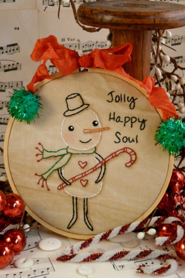 Jolly Happy Soul embroidery pattern snowman