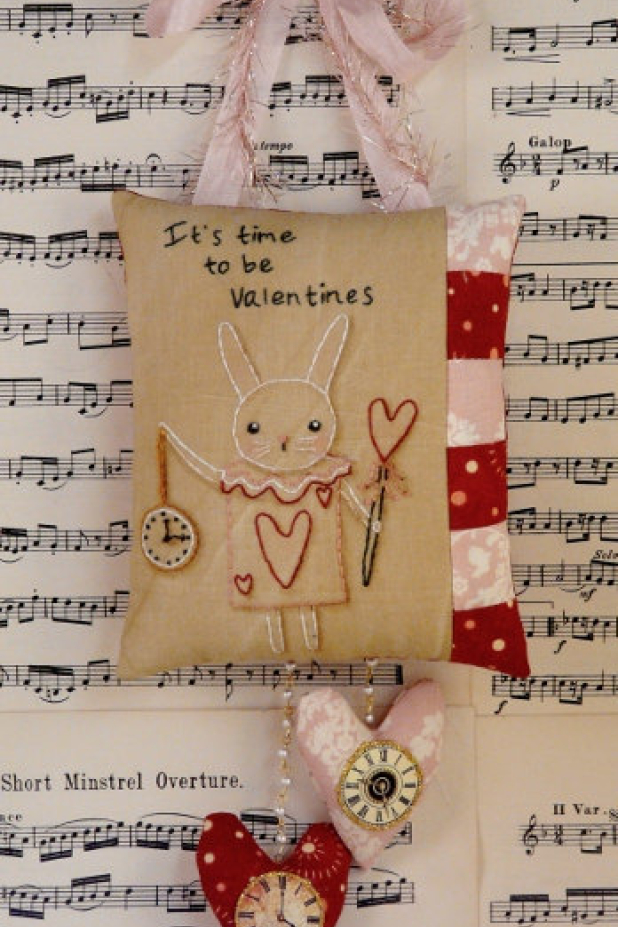 Time for Valentines pattern Time for Valentines pattern white rabbit clock