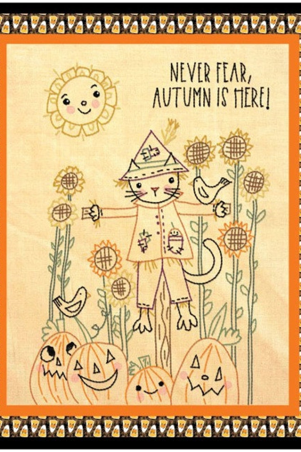 Autumn Halloween scarecrow CAT Stitchery Pattern embroidery 431