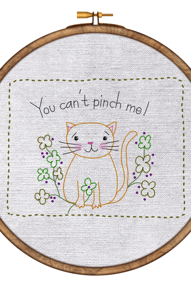 You can't pinch me stitchery pattern Lucky cat hand embroidery design- no pinching