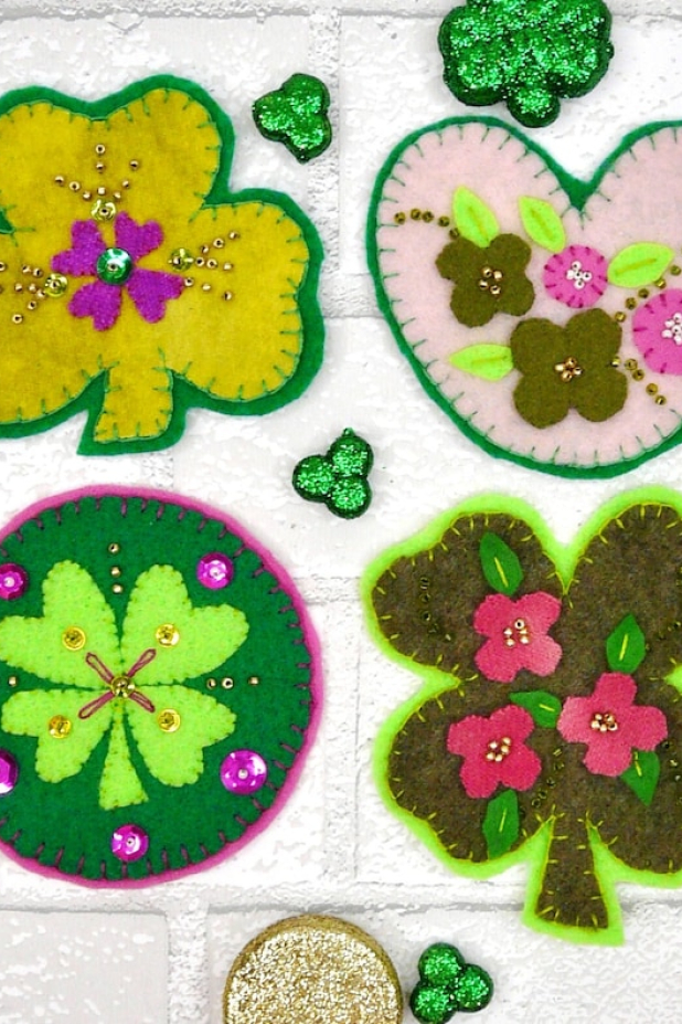 Wool & Felt pins & ornaments St. Patricks day design