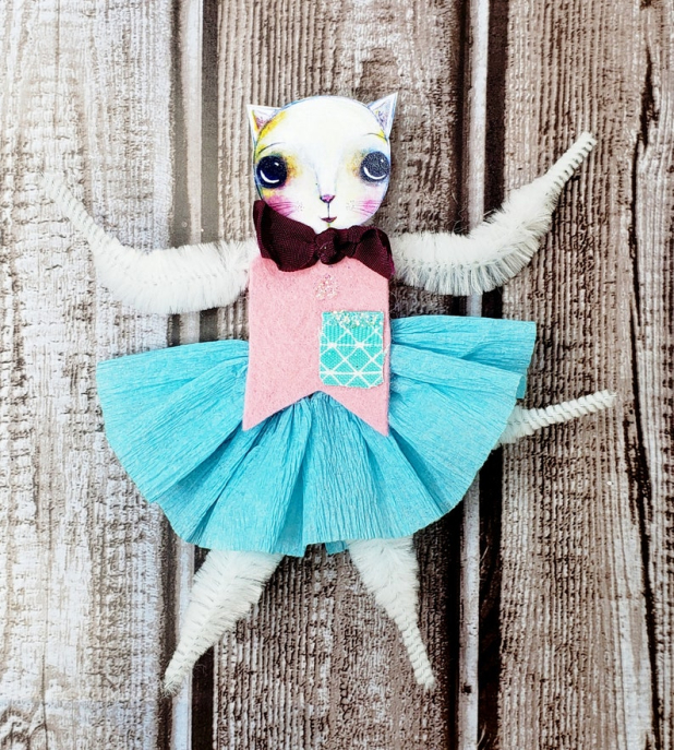 Chenille stem doll ornies pattern Easter St. Patrick's day bunny cat ornaments chenille stem dolls