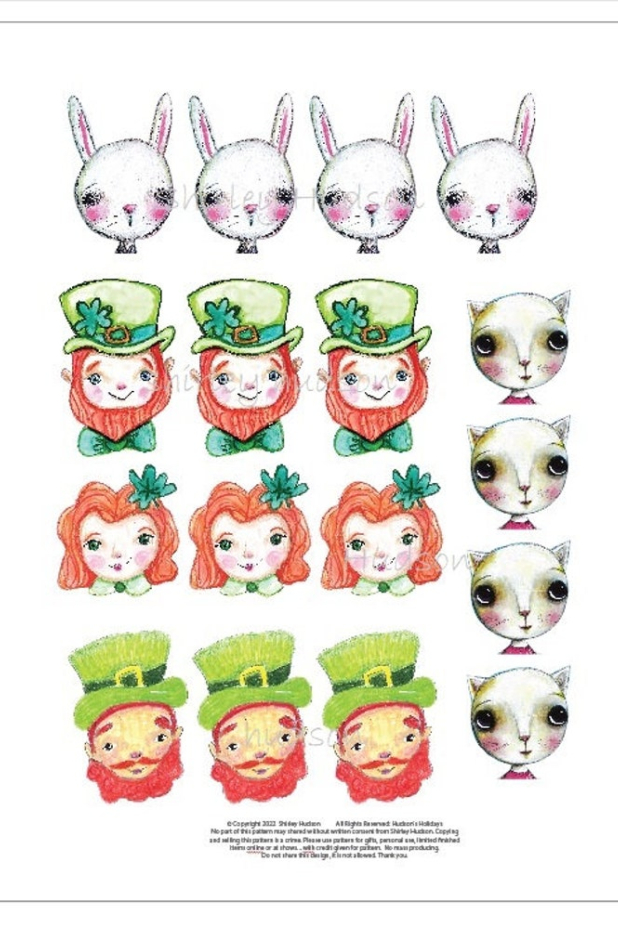 Chenille stem doll ornies pattern Easter St. Patrick's day bunny cat ornaments chenille stem dolls